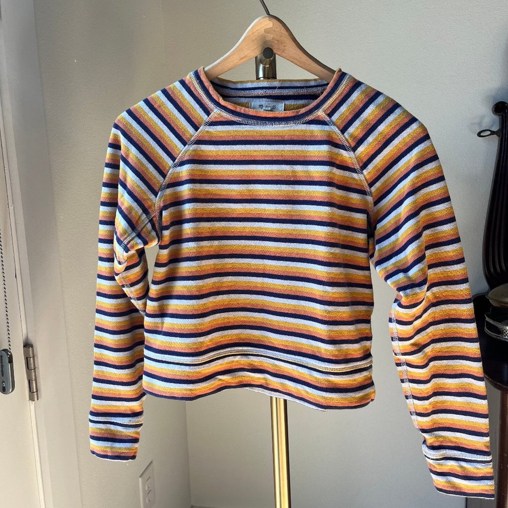 madewell cropped 'shrunken sweatshirt' - multi stripe - xs